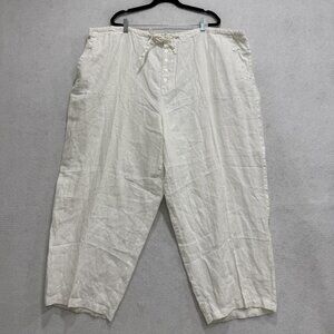 Bridgewater Studio Pants Womens 30 White Linen Drawstring Elastic Waist Relaxed